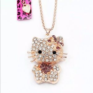 NWT Betsey Johnson Crystal Hello Kitty Pendant